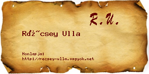 Récsey Ulla névjegykártya